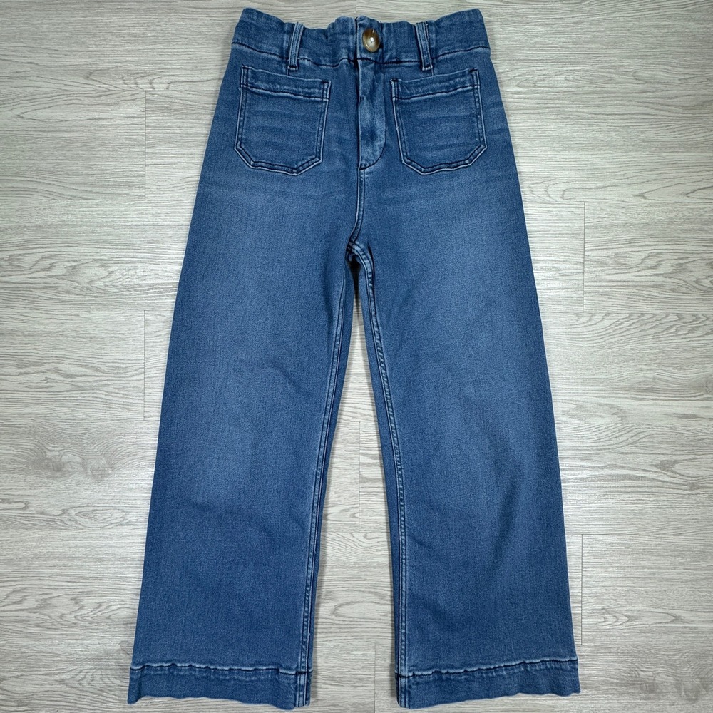 Mica Women's Jeans Wide Leg High Rise Patch Pocket Blue 26 Denim Stretch Western